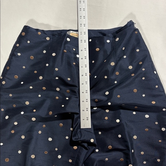 Talbots Pure Silk Polka Dot Ankle Pants Navy Gold & Silver EUC Dressy Evening - Picture 16 of 16